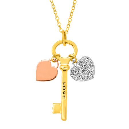 Crystal Heart 'Love' Key Charm Pendant