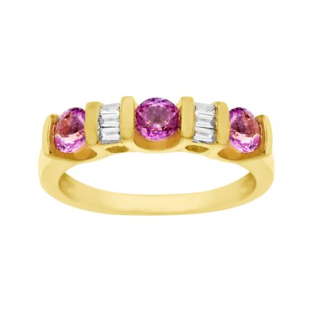 1 ct Pink Sapphire & 1/8 ct Diamond Ring
