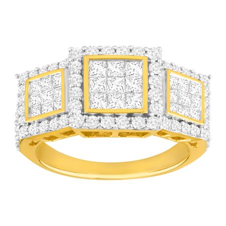 2 ct Pavé Diamond Trio Ring
