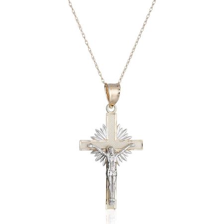 Two-Tone Diamond Cut Crucifix Pendant