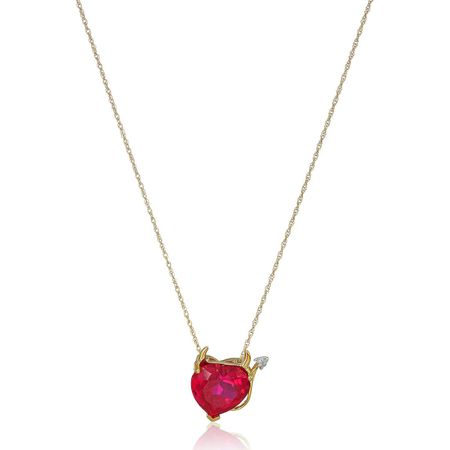 Ruby Devil Heart Pendant with Diamond