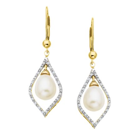 1/8 ct Diamond & Pearl Earrings