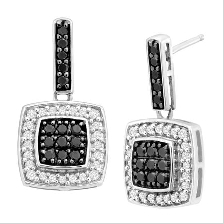 1/2 ct Black and White Diamond Drop Earrings