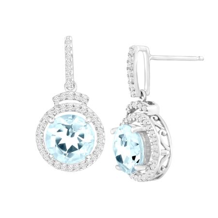 2 3/8 ct Aquamarine & 1/4 ct Diamond Drop Earrings