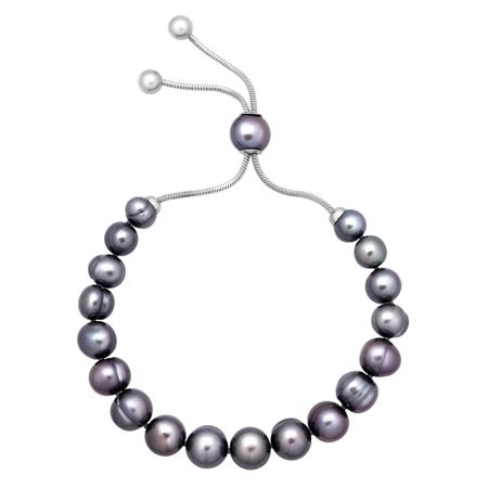7-10 mm Black Pearl Bolo Bracelet with Slider