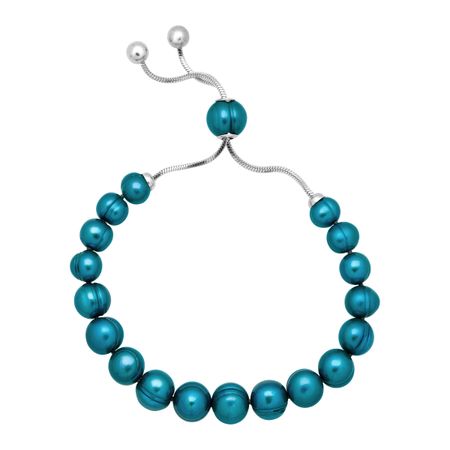 7-10 mm Teal Pearl Bolo Bracelet with Slider
