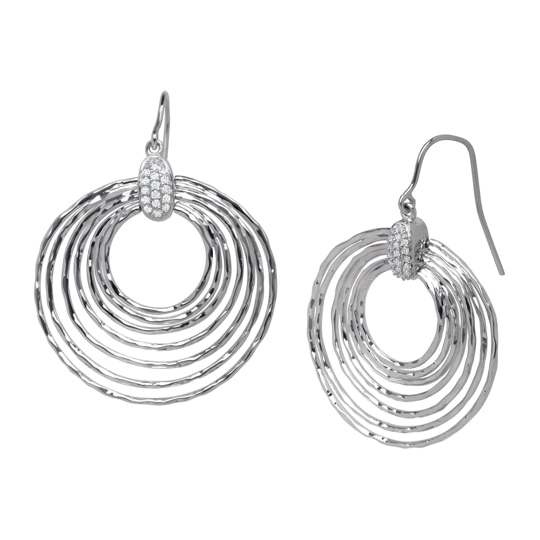 1 6 Ct Diamond Circle Drop Earrings In Sterling Silver 1 6 Ct Diamond Circle Drop Earrings