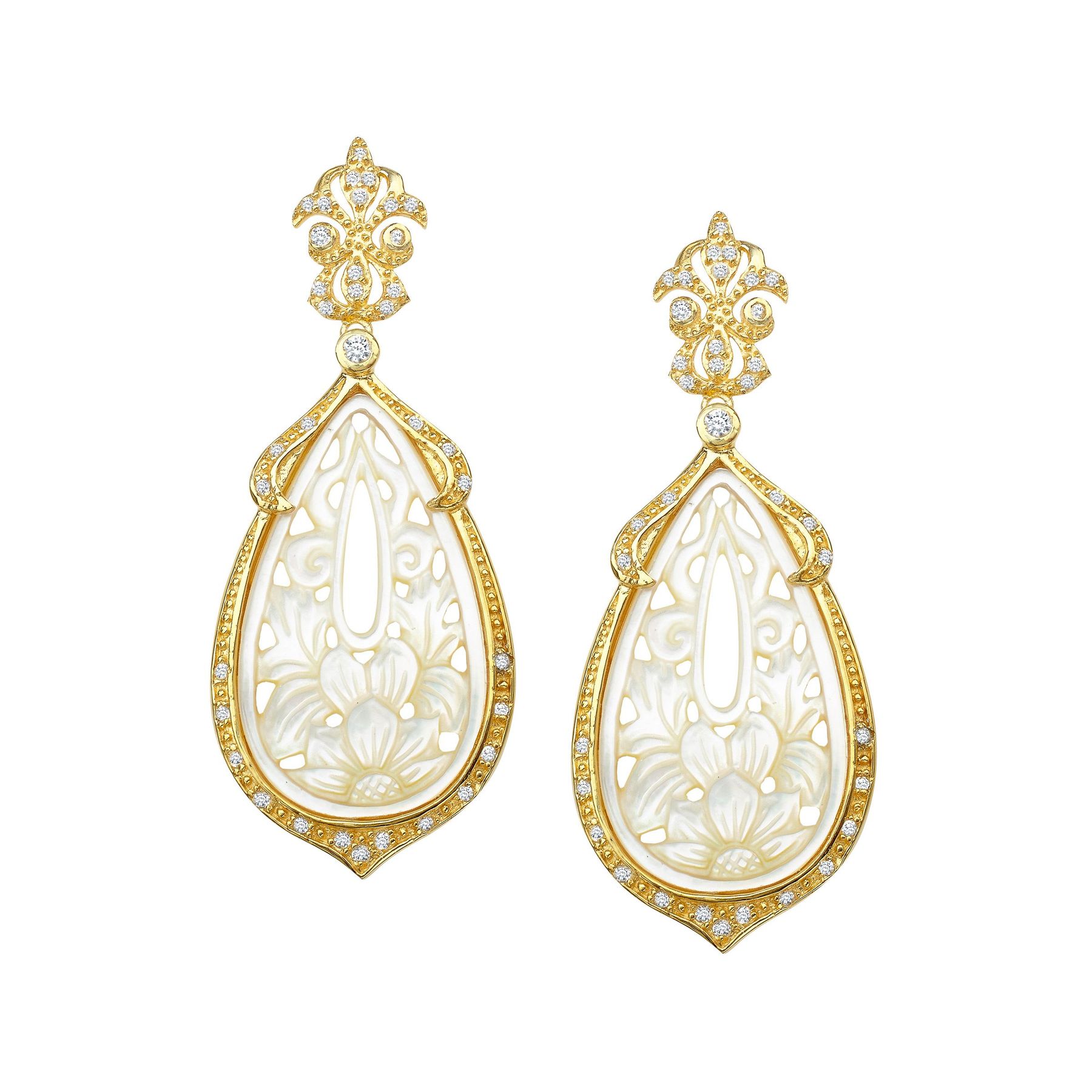 Cristina Sabatini Natural Mother Of Pearl Fl Drop Earrings In Mother Of Pearl Drop Earrings