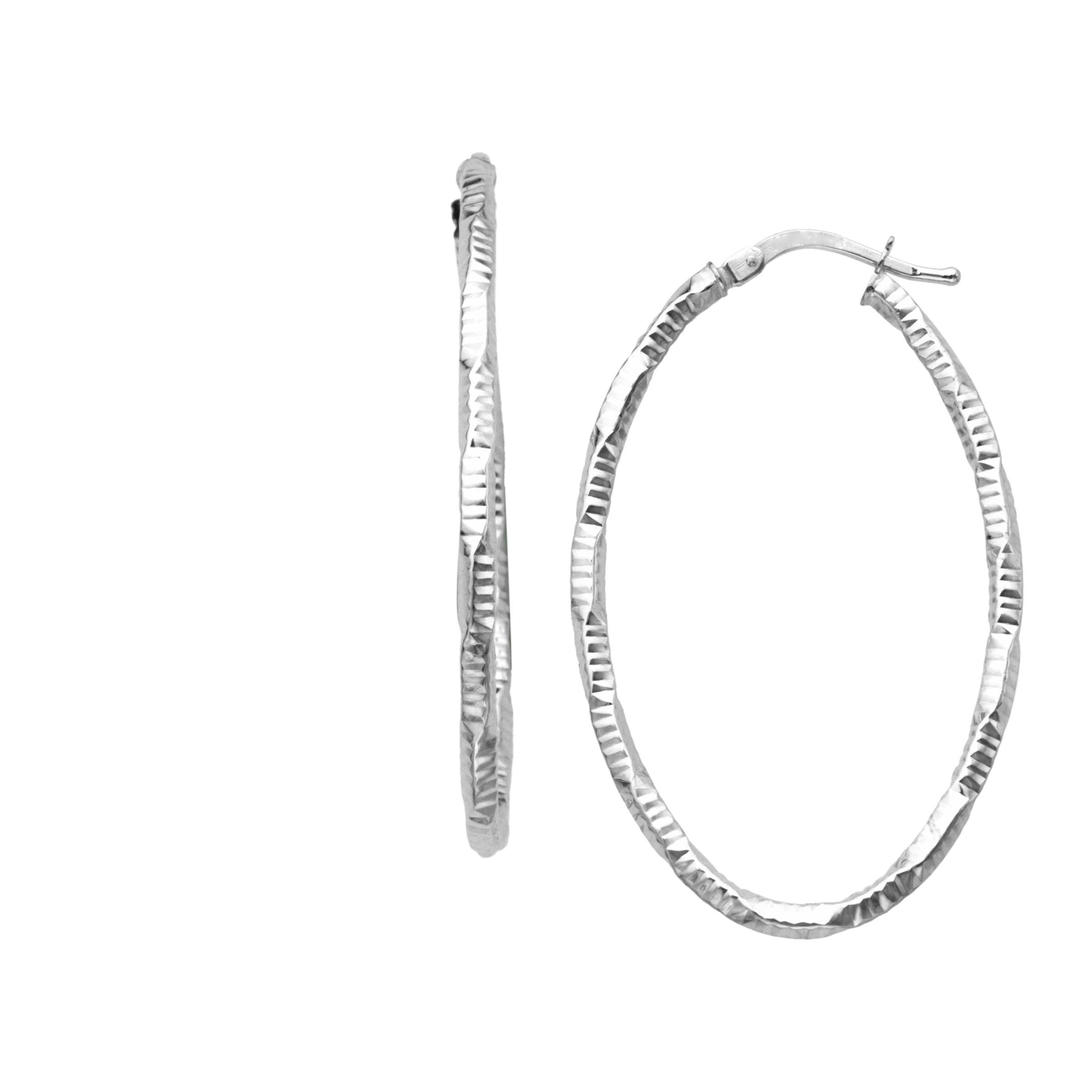Details About Eternity Gold Diamond Cut Hoop Earrings In 14k White Details About Eternity Gold Diamond Cut Hoop Earrings In 14k White