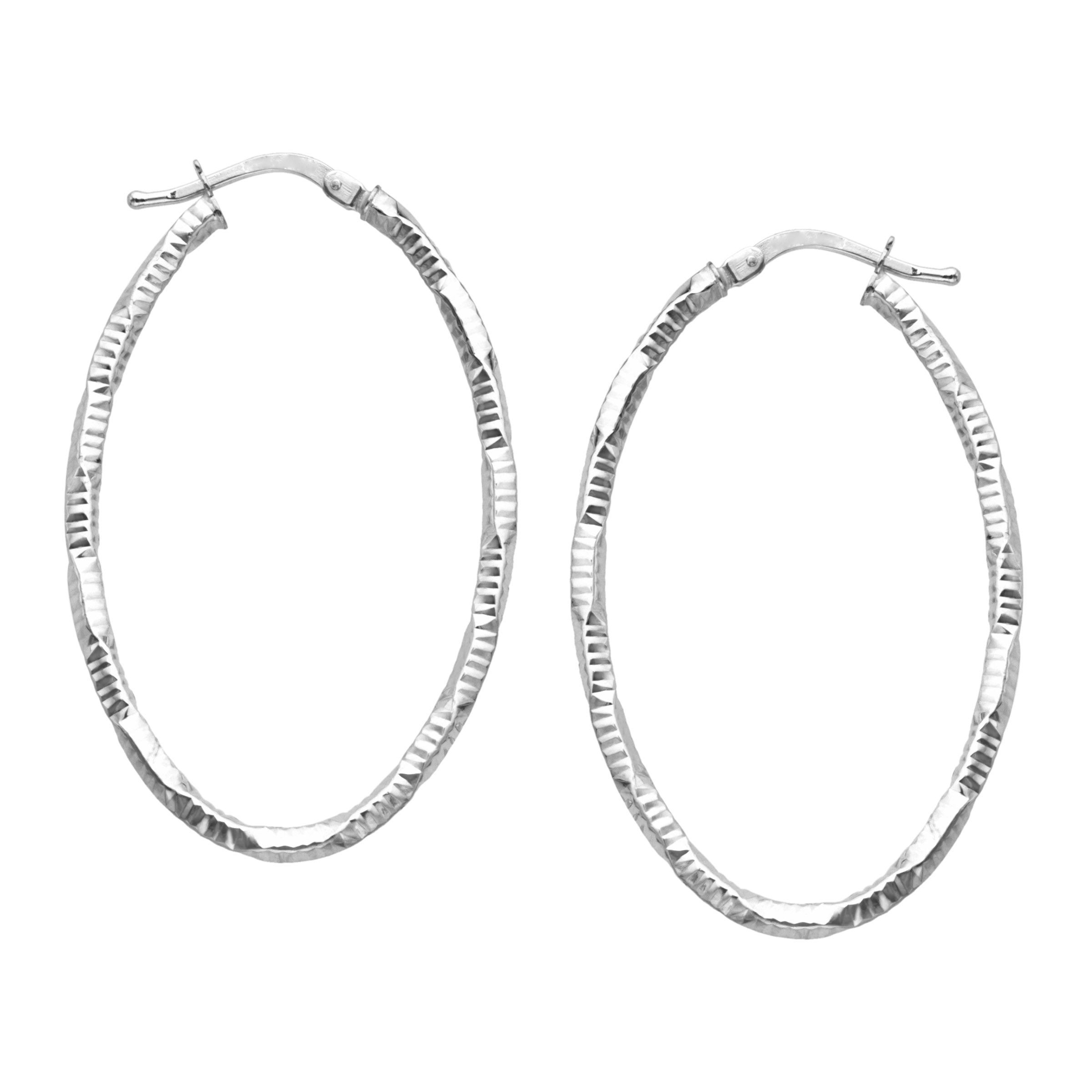 Details About Eternity Gold Diamond Cut Hoop Earrings In 14k White Details About Eternity Gold Diamond Cut Hoop Earrings In 14k White