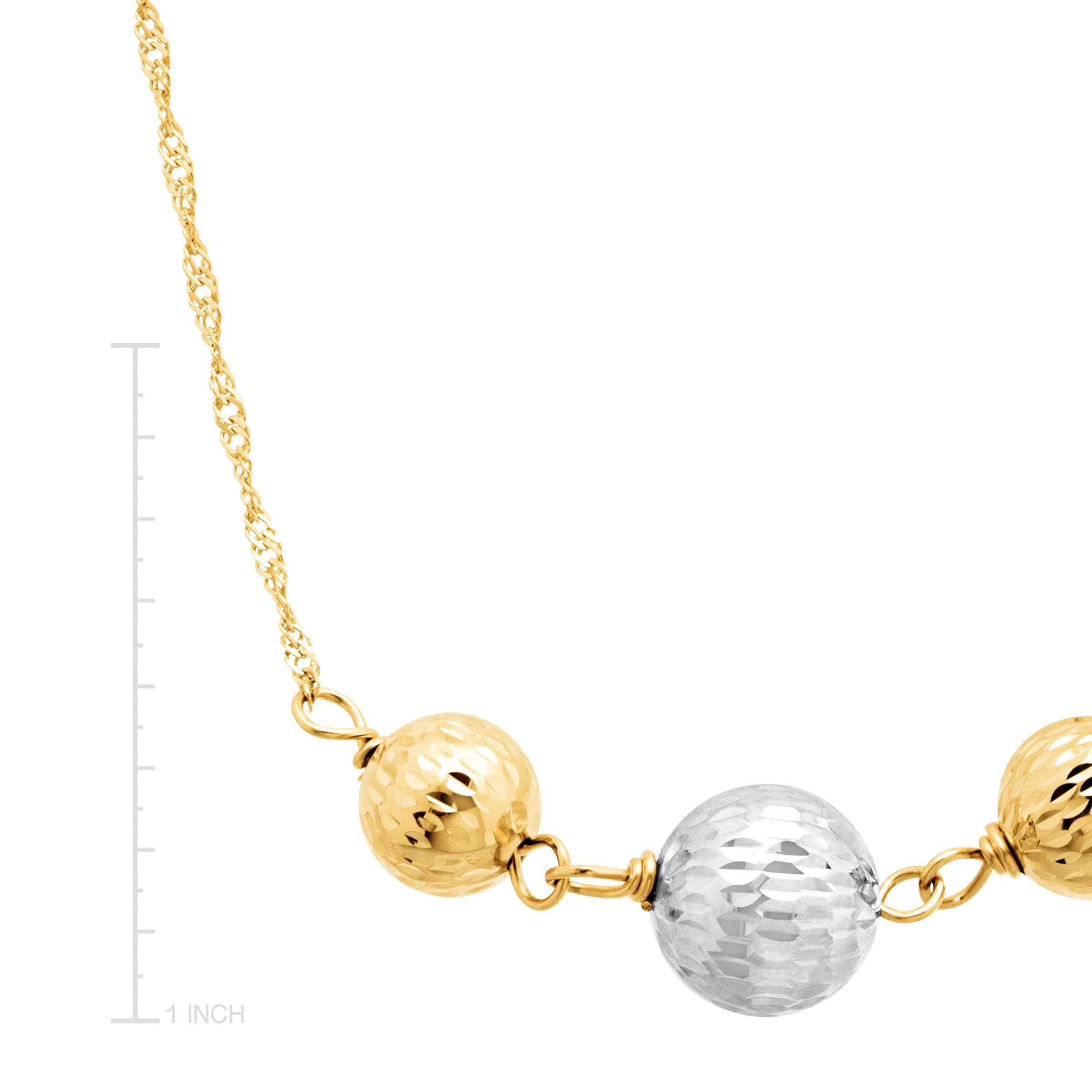 Eternity Gold Triple Bead Necklace in 14K TwoTone Gold 729367654762 eBay