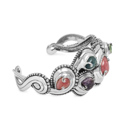 Carolyn Pollack Multi Stone Statement Cuff Bracelet In Sterling Multi Stone Cuff Bracelet