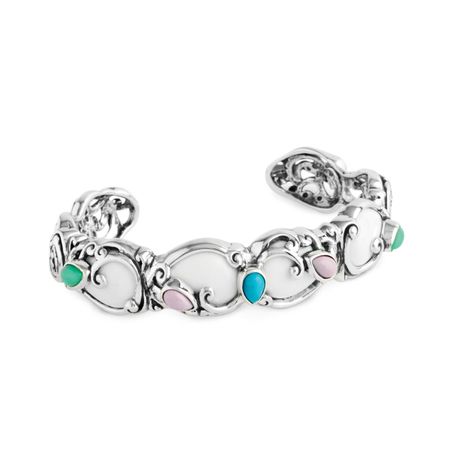 Carolyn Pollack White Agate Multi Stone Cuff Bracelet In Sterling Agate Multi Stone Bracelet