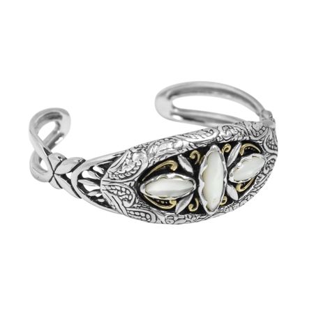 American West Natural Mother Of Pearl Cuff Bracelet In Sterling Mother Of Pearl Cuff Bracelet