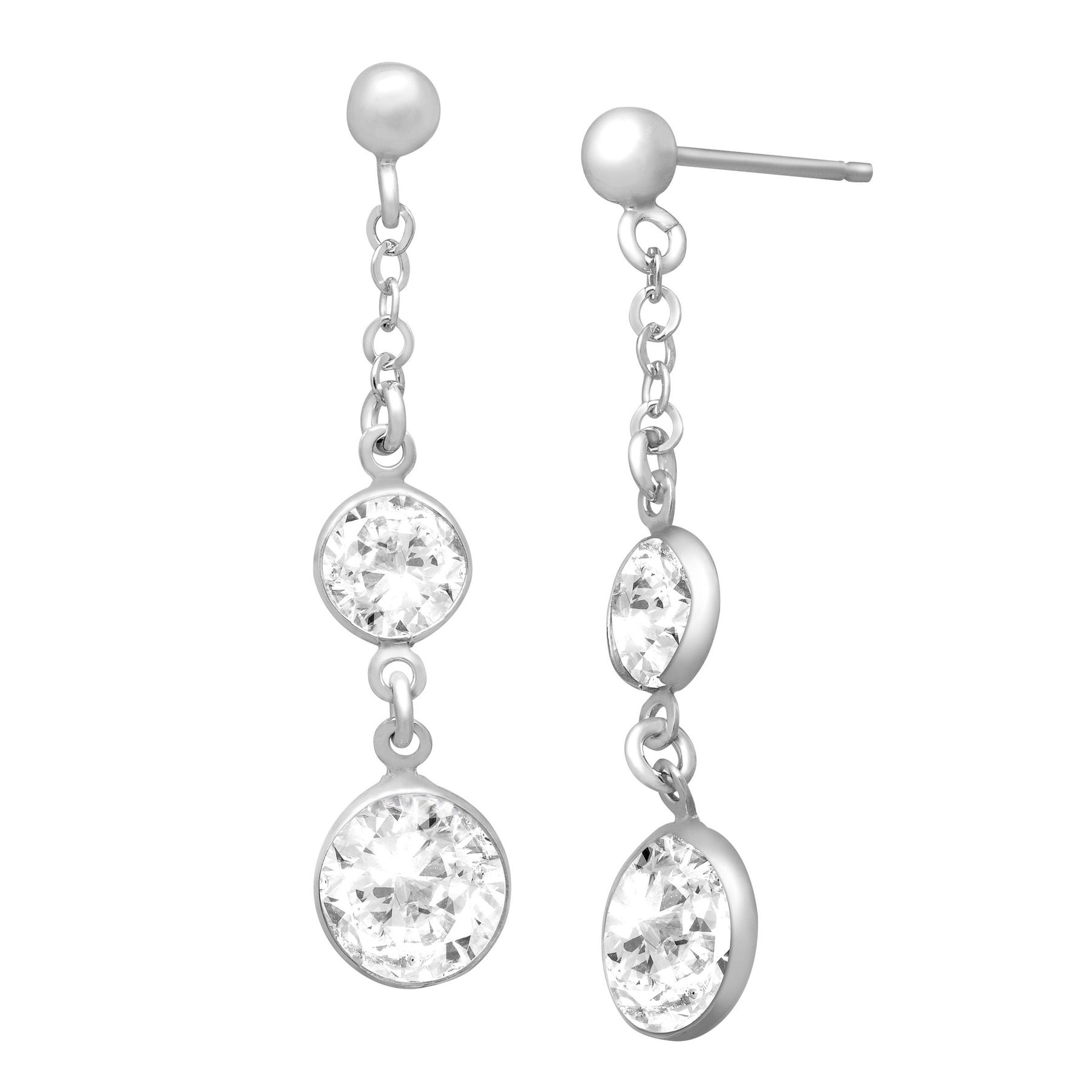 Drop Earrings With Swarovski Crystals In Sterling Silver Drop Earrings With Swarovski Crystals In Sterling Silver