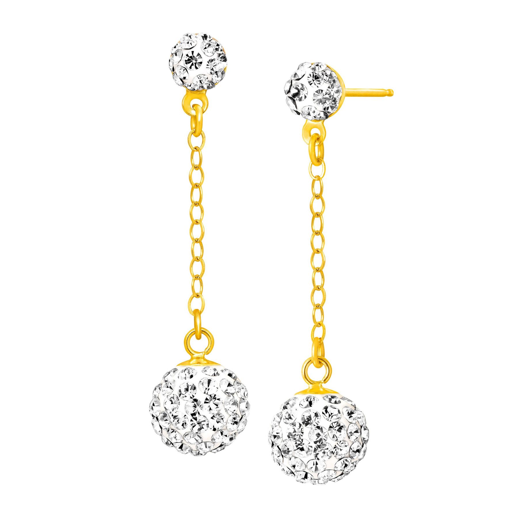 Crystaluxe Ball Drop Earrings With Swarovski Crystals In 14k Gold Ball Drop Earrings With Swarovski Crystals