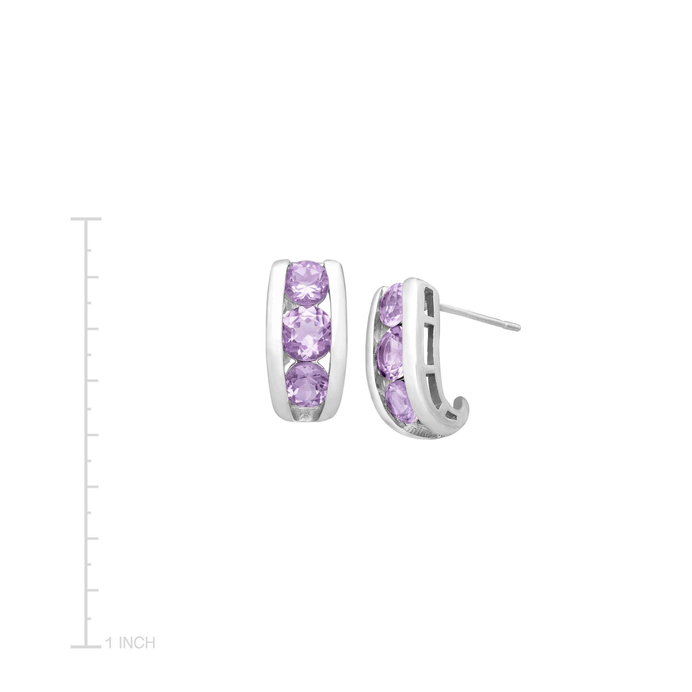 1 5 8 Ct Amethyst Half Hoop Earrings In Sterling Silver Plated Br 1 5 8 Ct Amethyst Half Hoop Earrings In Sterling Silver Plated Br