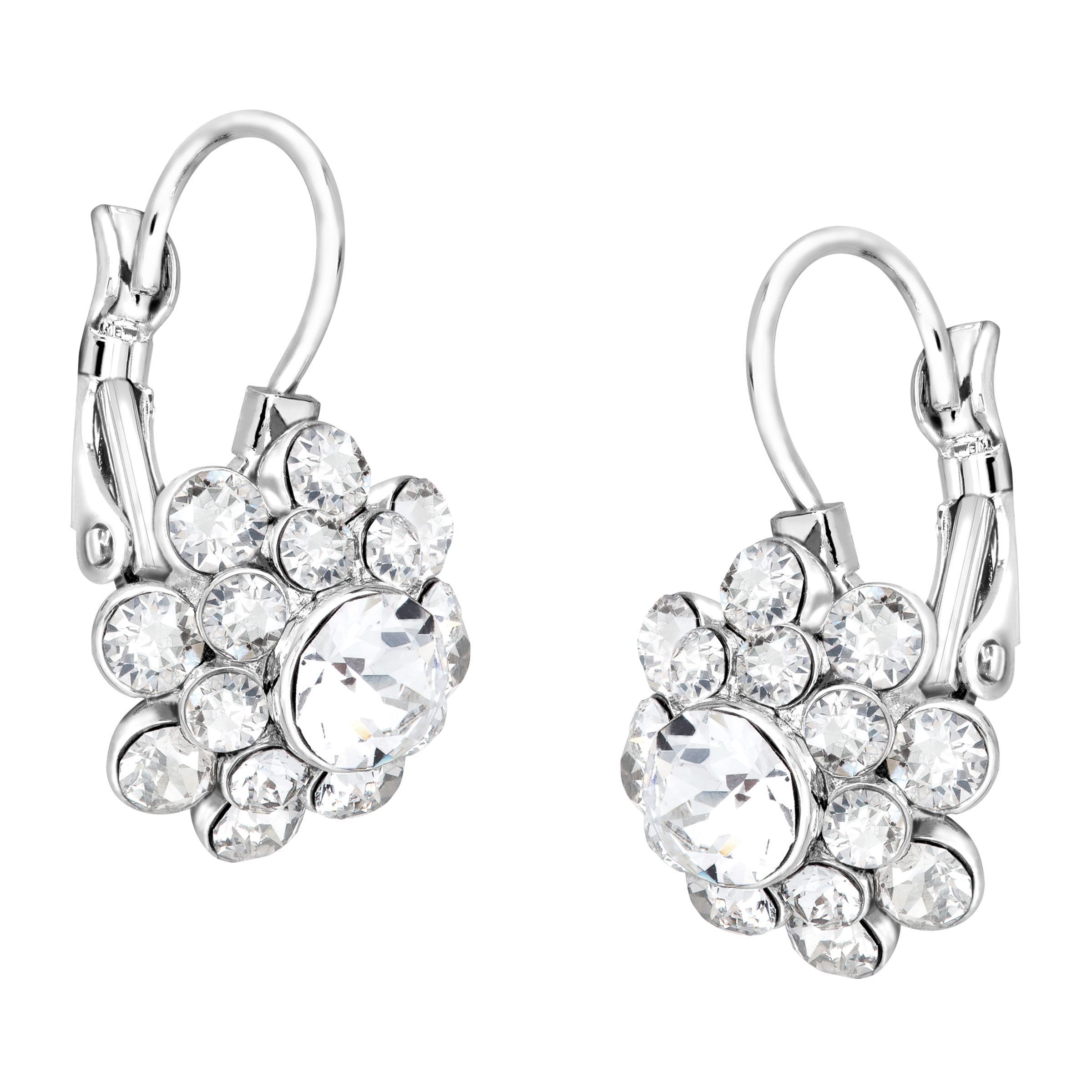Crystaluxe Flower Drop Earrings w/ Swarovski Crystals Sterling Silver over Brass 716825535534 eBay