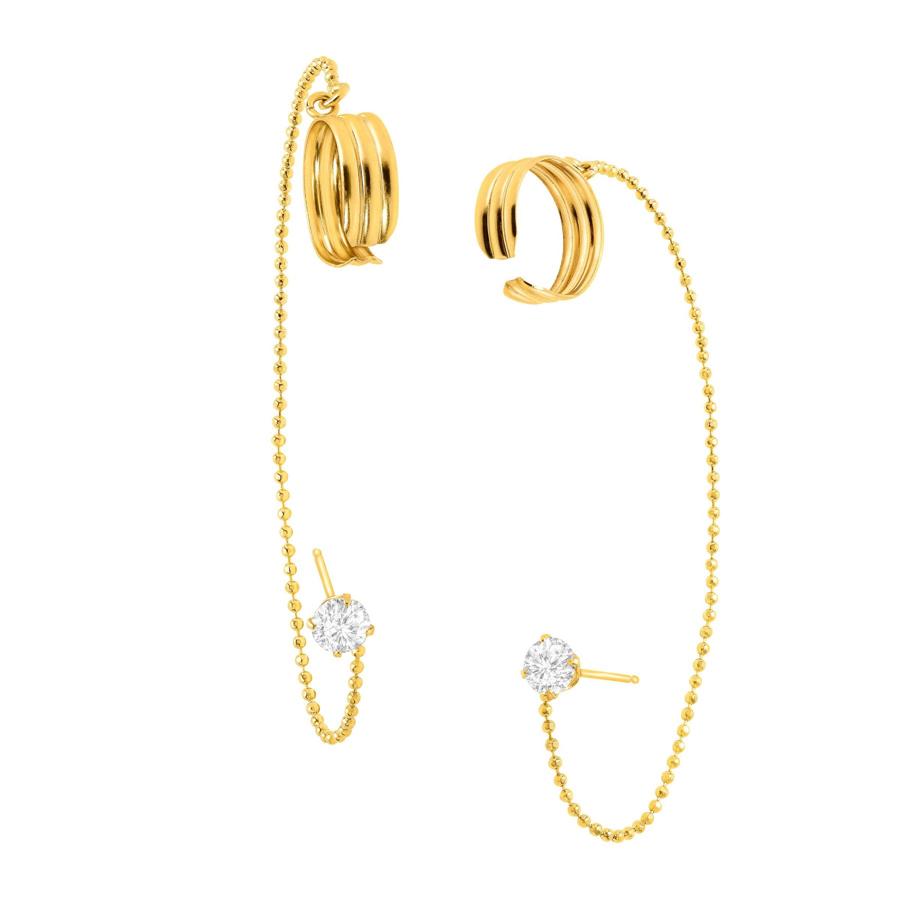 Eternity Gold Cubic Zirconia Cuff Earrings In 10k Eternity Gold Cubic Zirconia Cuff Earrings In 10k