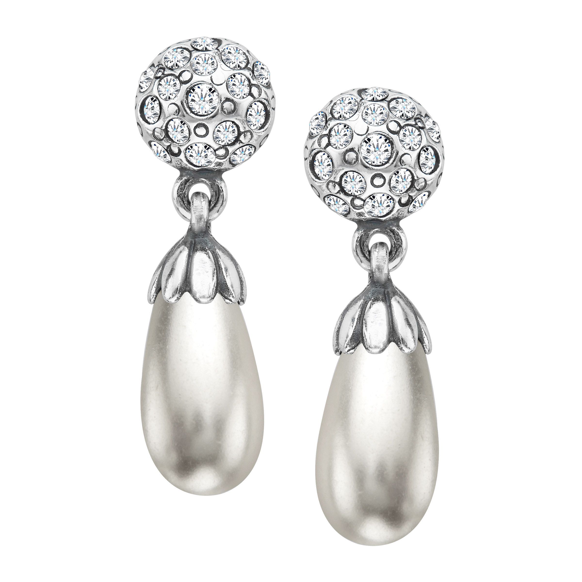 Van Kempen Victorian Simulated Pearl Earrings With Swarovski Van Kempen Victorian Simulated Pearl Earrings With Swarovski Crystals In Silver