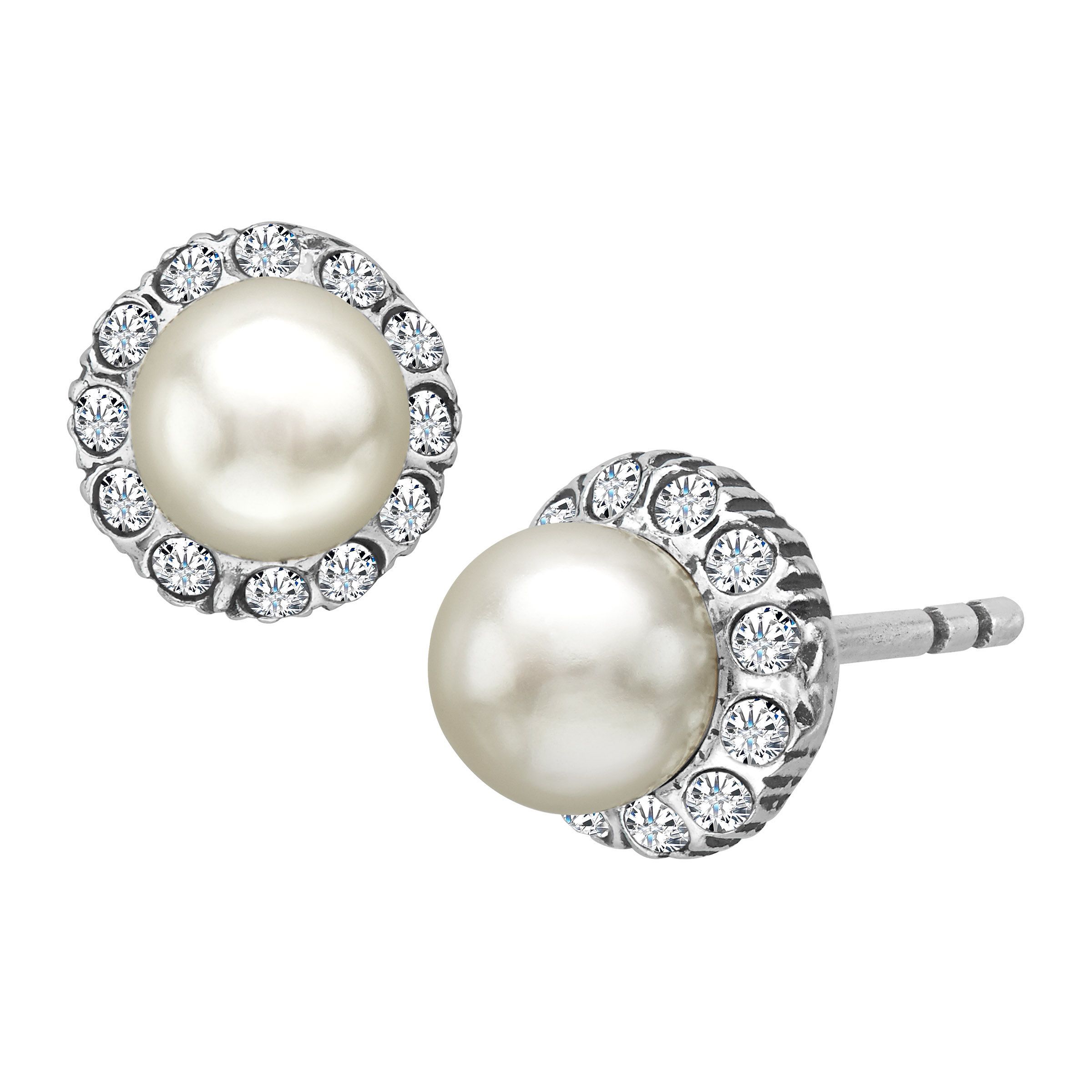 Van Kempen Victorian Simulated Pearl Earrings With Swarovski Van Kempen Victorian Simulated Pearl Earrings With Swarovski Crystals In Silver