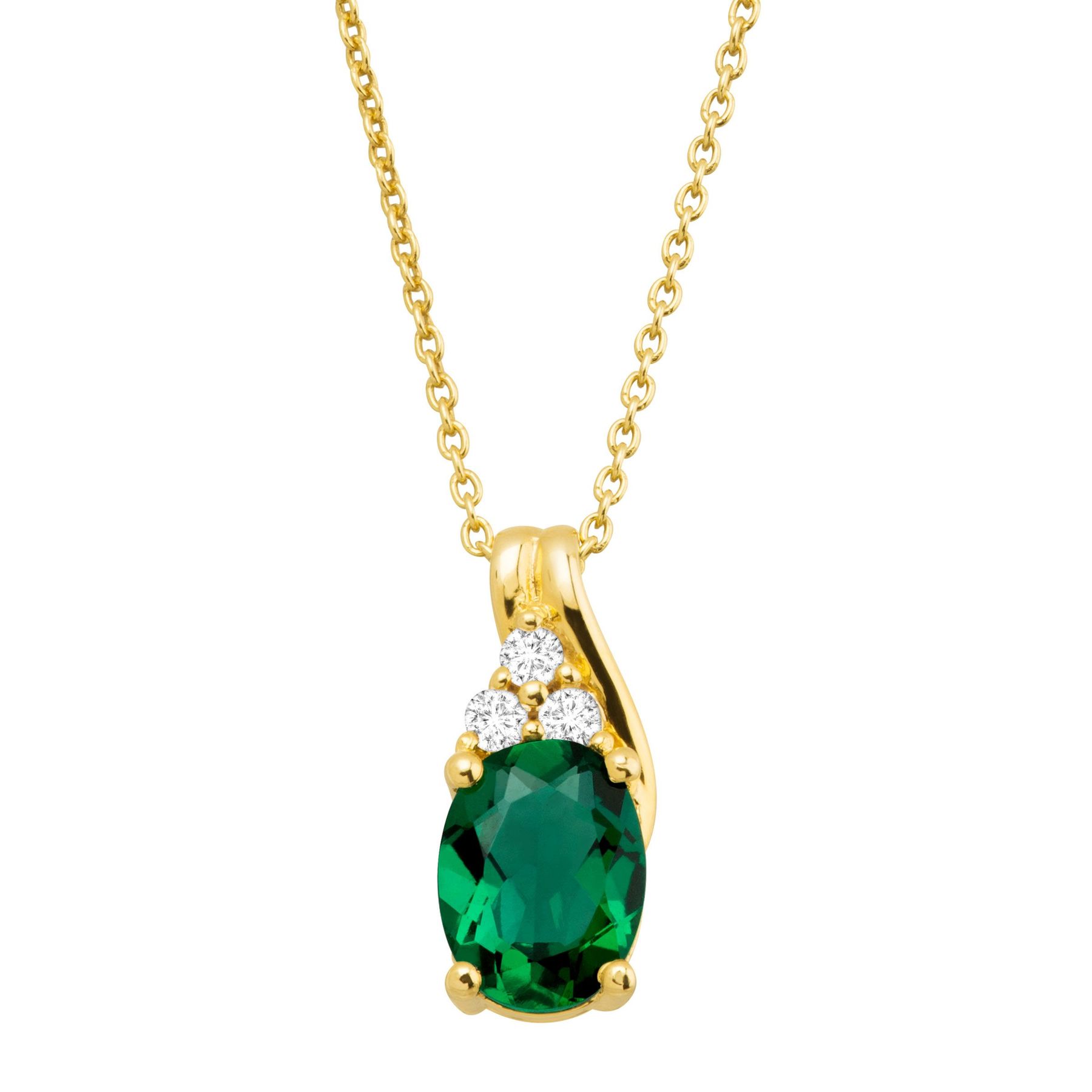 1 3 Ct Created Emerald White Sapphire Pendant In 14k Gold Plated The Details