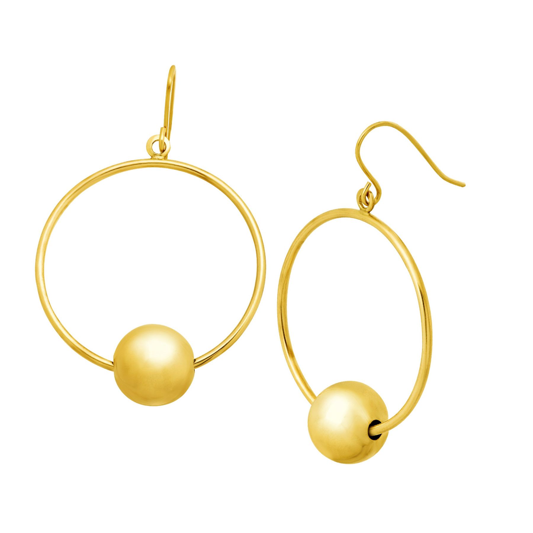 Eternity Gold Circle Drop Earrings With Beads In 10k Circle Drop Earrings With Beads