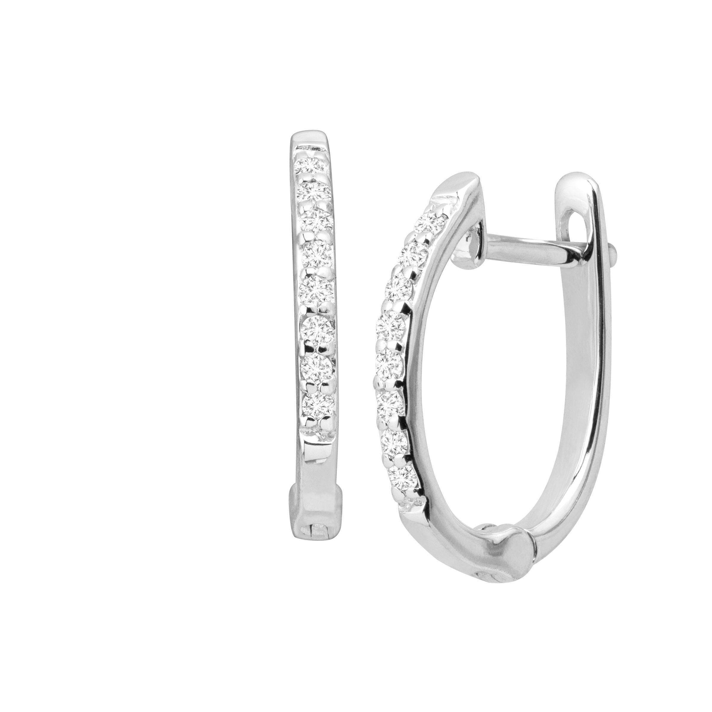 Huggie Hoop Earrings With Diamonds In 14k White Gold 742323120842 Ebay Huggie Hoop Earrings With Diamonds In 14k White Gold