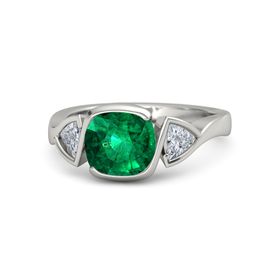 Cushion-Cut Hurricane Ring with Trillion-Cut Accents