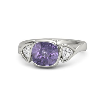 Cushion-Cut Hurricane Ring with Trillion-Cut Accents