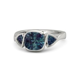 Cushion-Cut Hurricane Ring with Trillion-Cut Accents