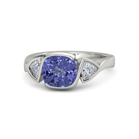 Cushion-Cut Hurricane Ring with Trillion-Cut Accents