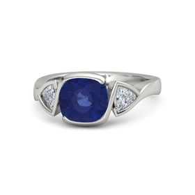 Cushion-Cut Hurricane Ring with Trillion-Cut Accents