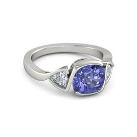 Cushion-Cut Hurricane Ring with Trillion-Cut Accents