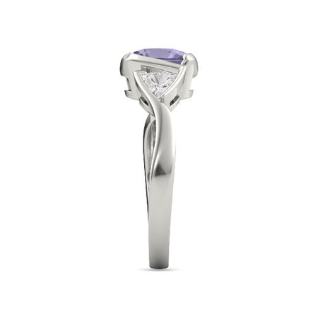 Cushion-Cut Hurricane Ring with Trillion-Cut Accents