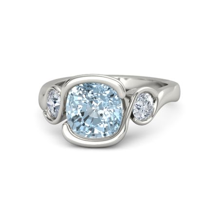 Cushion-Cut Hurricane Ring with Round-Cut Accents