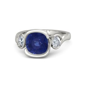 Cushion-Cut Hurricane Ring with Round-Cut Accents