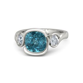 Cushion-Cut Hurricane Ring with Round-Cut Accents