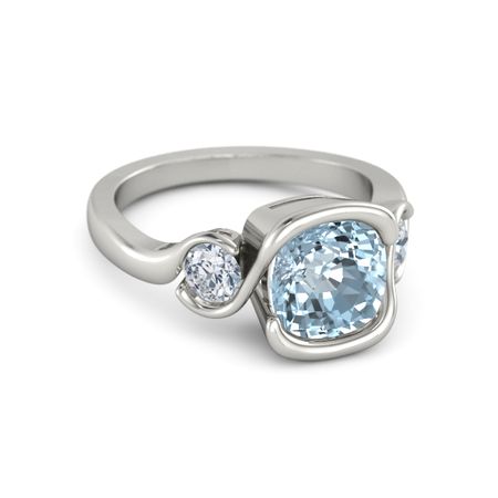 Cushion-Cut Hurricane Ring with Round-Cut Accents