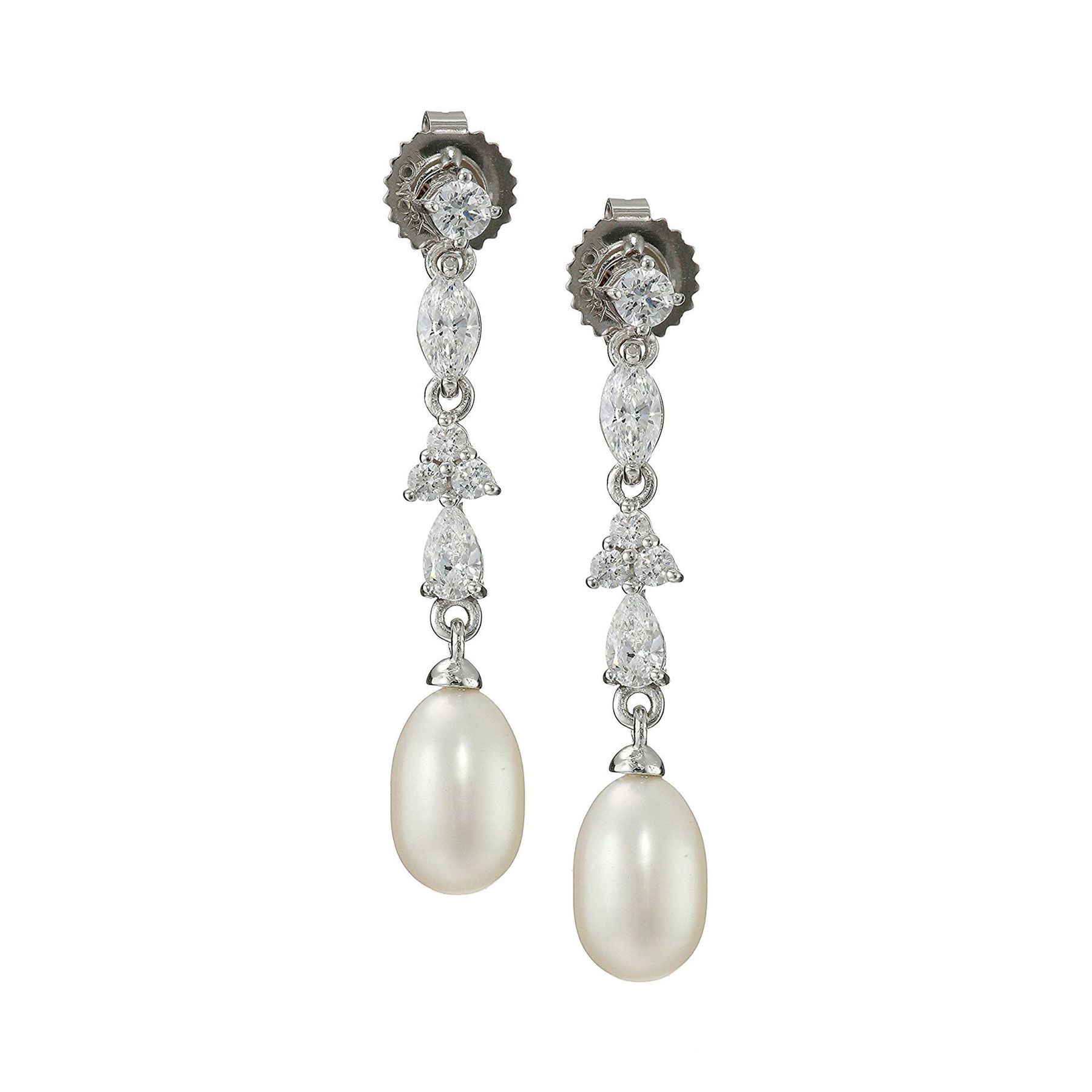 Honora 7 5 Mm Freshwater Cultured Pearl Drop Earrings With 7 5 Mm Pearl Drop Earrings With Swarovski Zirconia