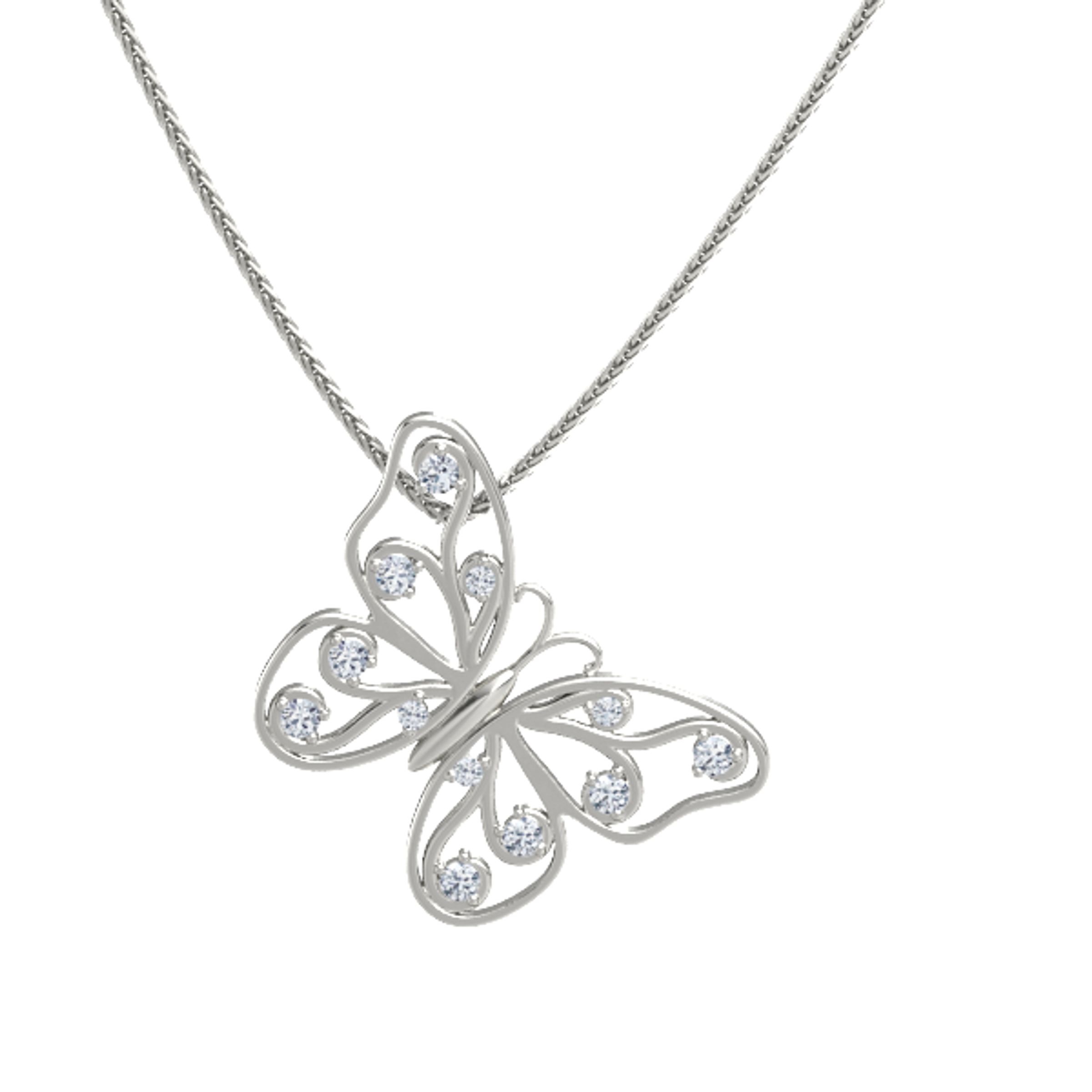 14K White Gold Pendant with Diamond 