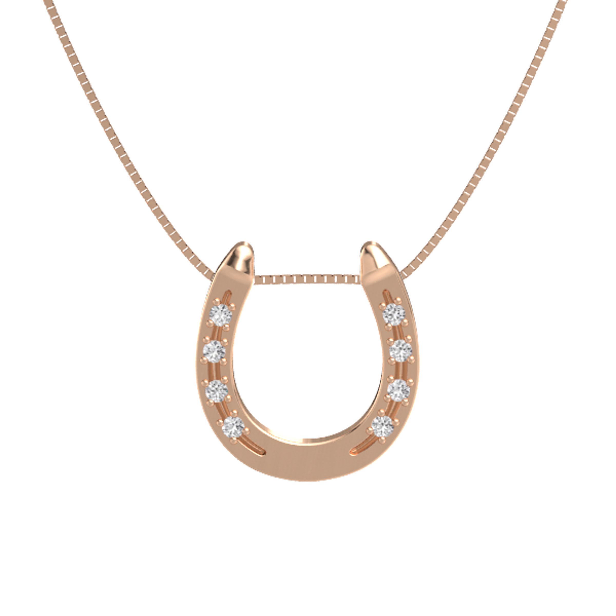14K Rose Gold Pendant with White 