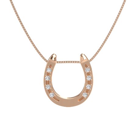 14k Rose Gold Pendant With White Sapphire Lucky Horseshoe Gemvara - Horseshoe Pendant Gold 14k Rose Gold Pendant With White Sapphire Lucky Horseshoe Gemvara - Horseshoe Pendant Gold