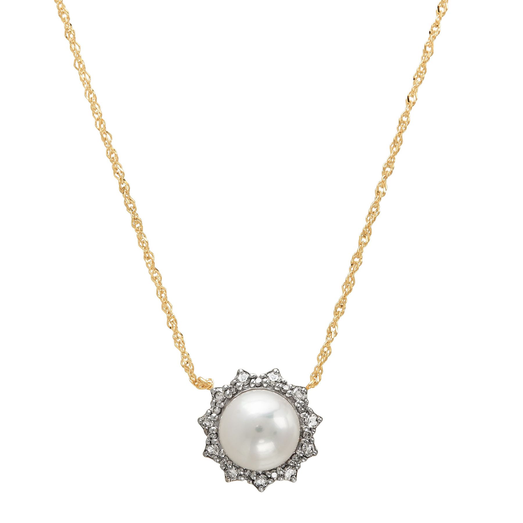Honora 8 5 Mm Freshwater Pearl 1 4 Ct Diamond Sunburst Pendant In 14k Gold