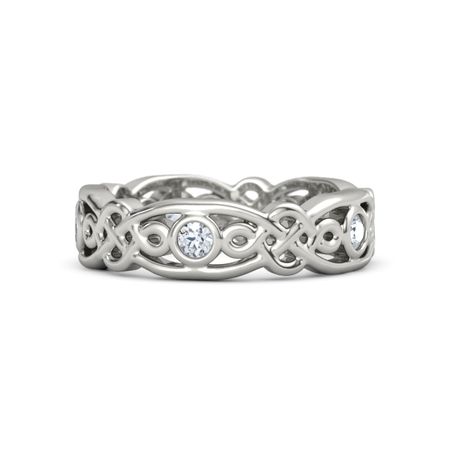 14k White Gold Ring With Diamond Brilliant Alhambra Band Gemvara Brilliant Alhambra Band