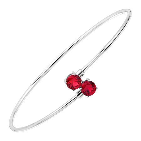 2 Ct Created Ruby Byp Bangle Bracelet In Sterling Silver 2 Ct Ruby Byp Bangle Bracelet