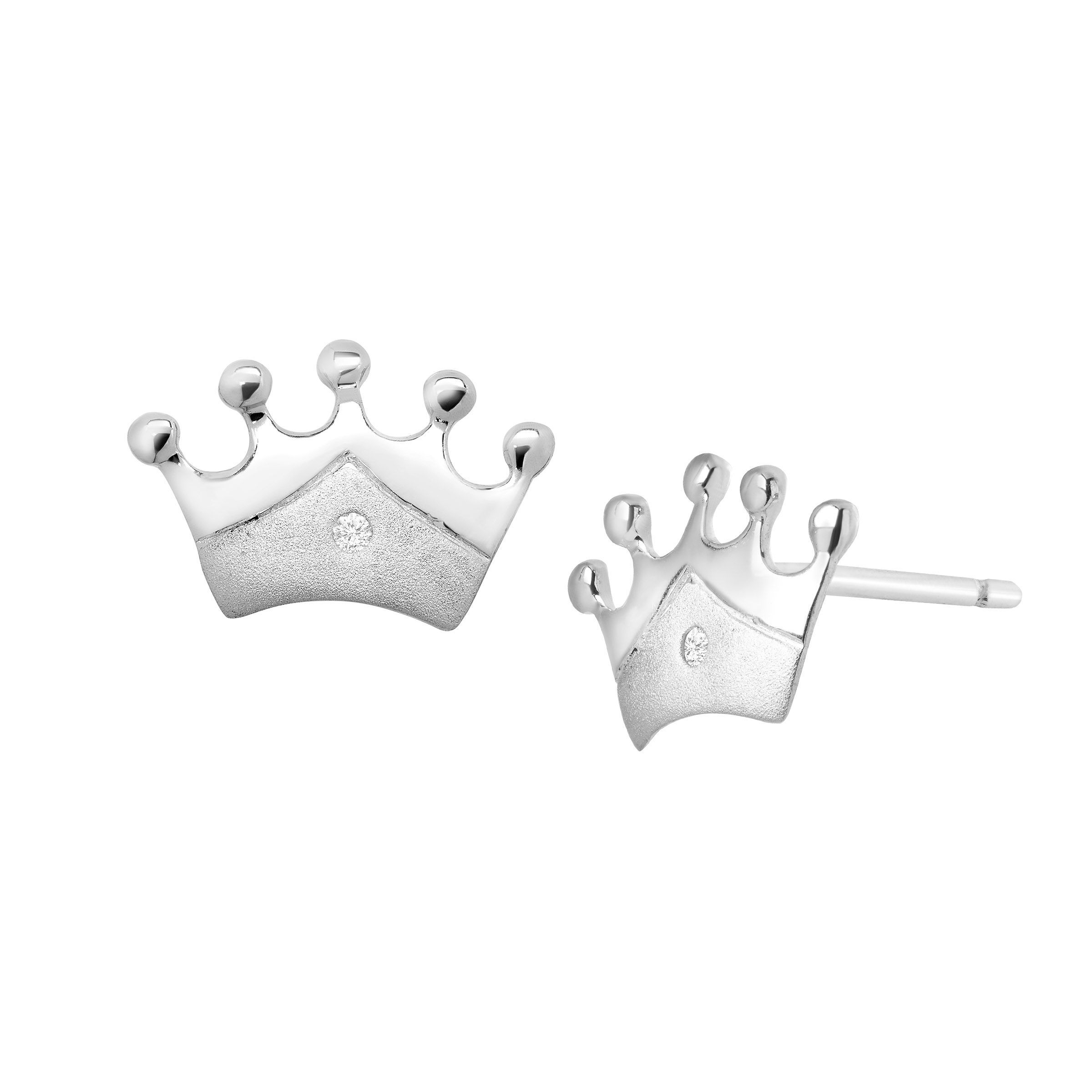 Details About S Princess Crown Stud Earrings With Diamonds In Sterling Silver Details About S Princess Crown Stud Earrings With Diamonds In Sterling Silver