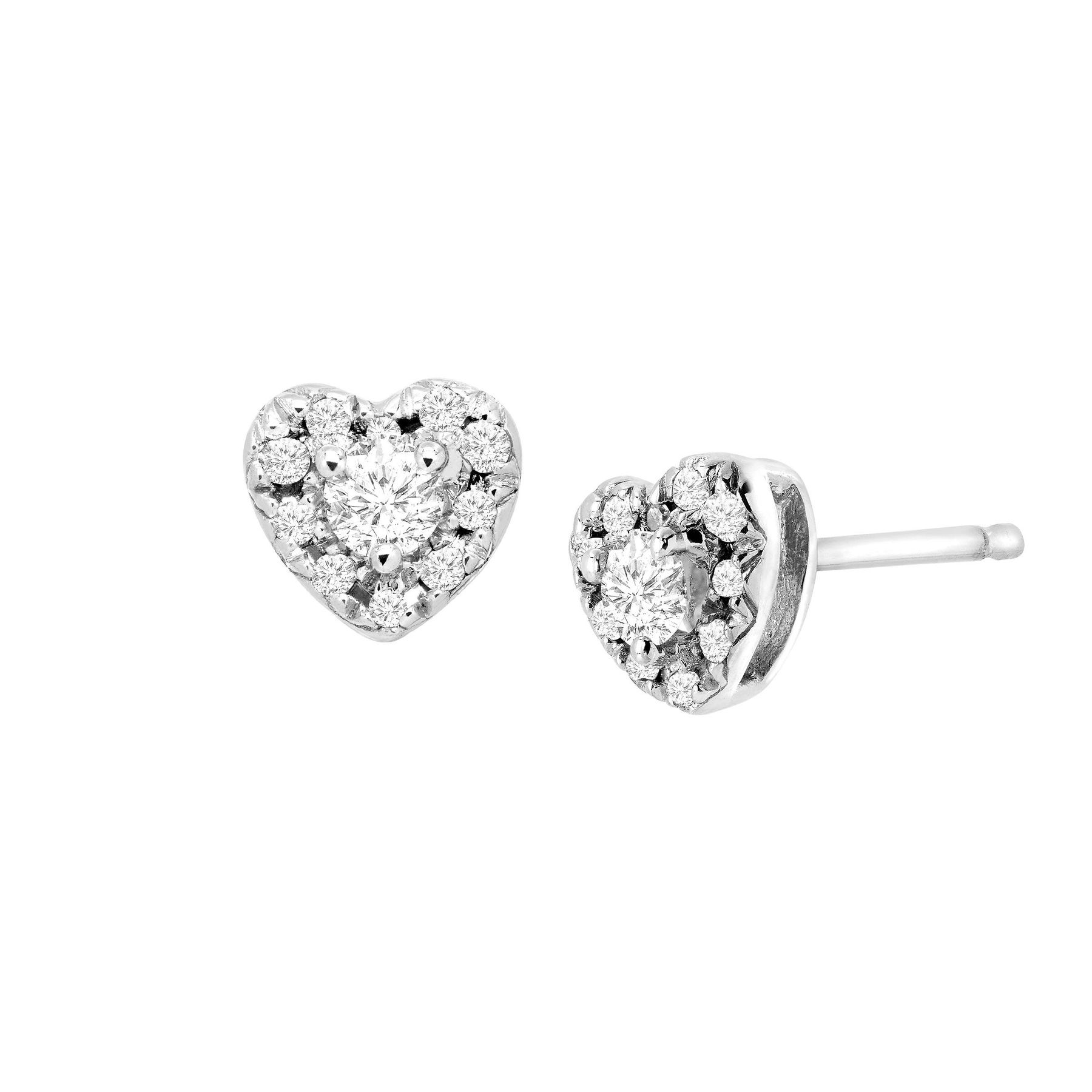 1 4 Ct Diamond Heart Halo Stud Earrings In Sterling Silver The Details