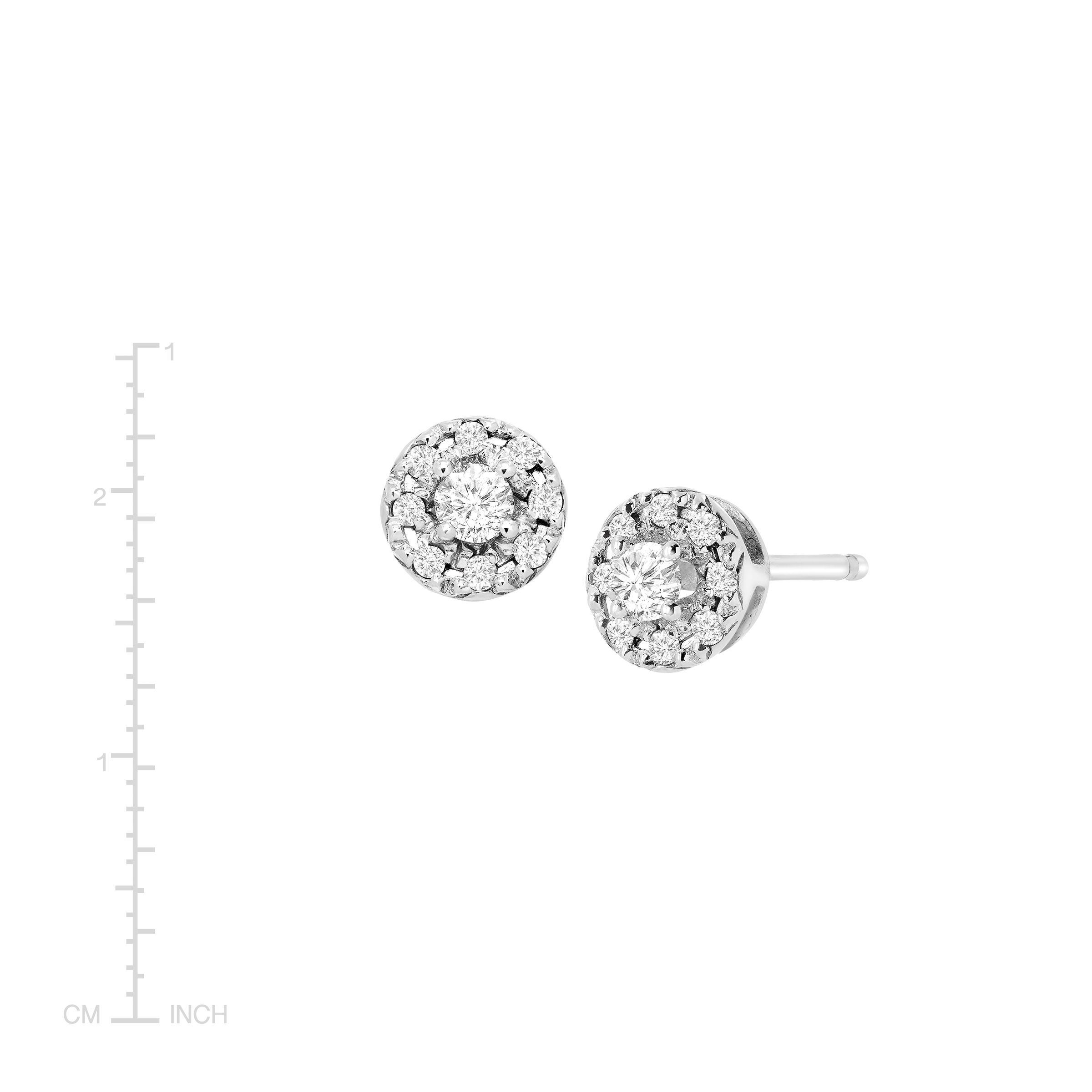 1 4 Ct Diamond Round Halo Stud Earrings In Sterling Silver 1 4 Ct Diamond Round Halo Stud Earrings In Sterling Silver