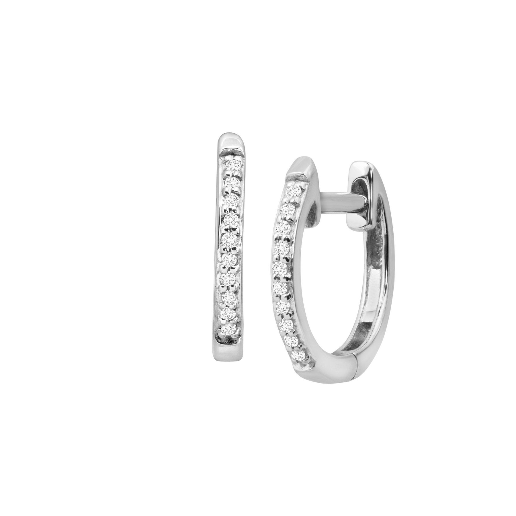 Pee Huggie Hoop Earrings With Diamonds In 10k White Gold The Details